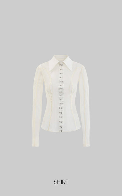 Sheer Mesh Shirt with Detachable Gloves
