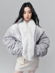 Pearl Design Fur Collar Cotton Jacket - My Store