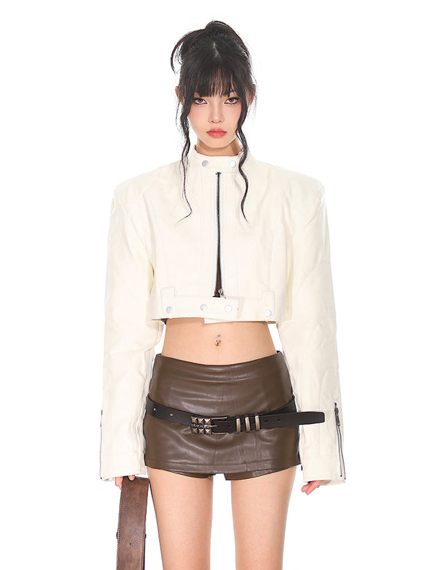 Short Leather Fit Jacket