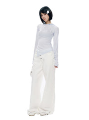 Unbalanced Button Wide Pants