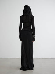 Hooded Sheer Drape Dress - My Store