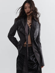 Smoky Ink-Dyed Faux Leather Fitted Jacket - My Store