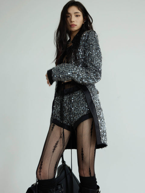 Sequined Jacket And Mini Shorts Set - My Store