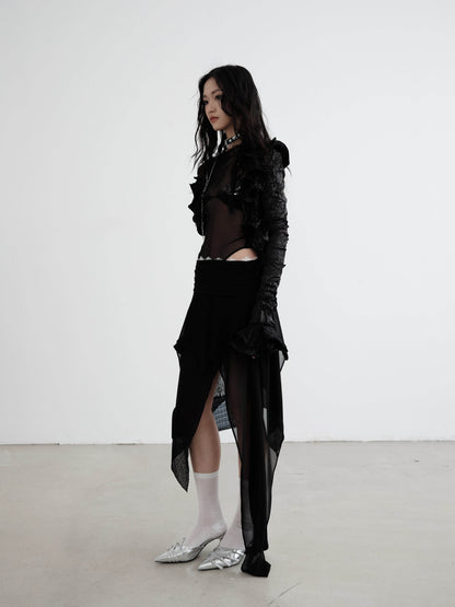 Draped Flowing Chiffon Skirt - My Store