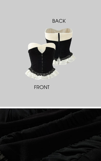 Ruffled Panel Bustier Top