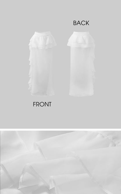 Layered Ruffle Sheer Skirt