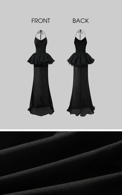 Sheer Layered Tulle Halter Dress