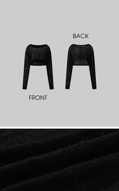 Sheer Knit Long-Sleeve Top