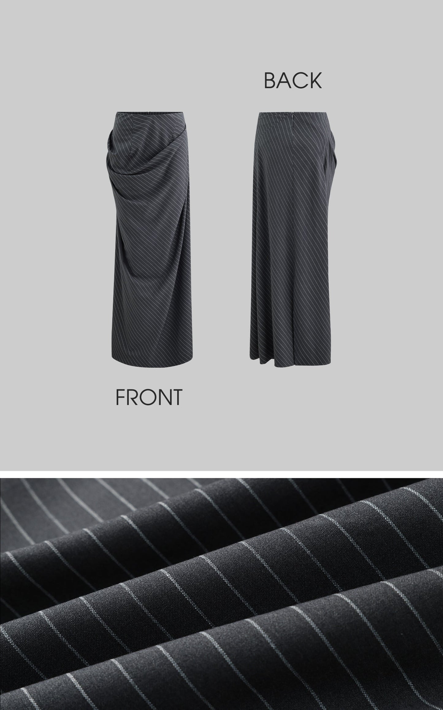 Striped Panel Blazer & High-Waisted Skirt Set