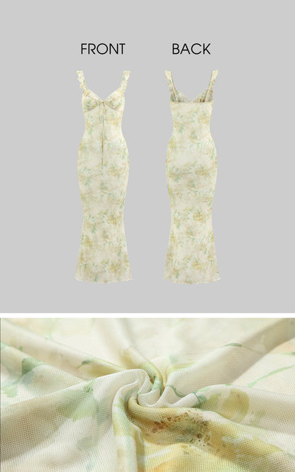 Watercolor Mesh Ruffle Dress