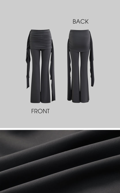 Gray Knot Detail High-Waisted Flared Pants