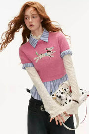 Slim Fit Dalmatian Knit Top - My Store