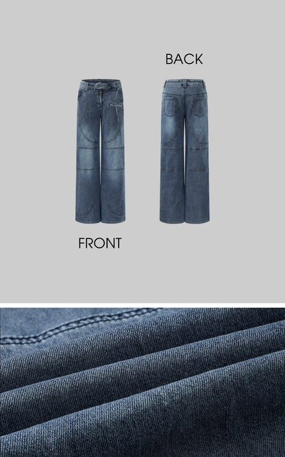Deconstructed Paneled Straight-Leg Jeans