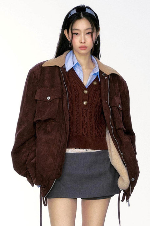 Fur Collar Suede Thick Jacket - My Store