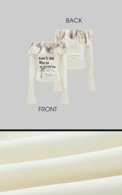 Off-Shoulder Faux Fur Top