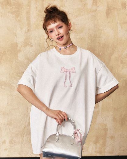 リボン刺繍ルーズTシャツ