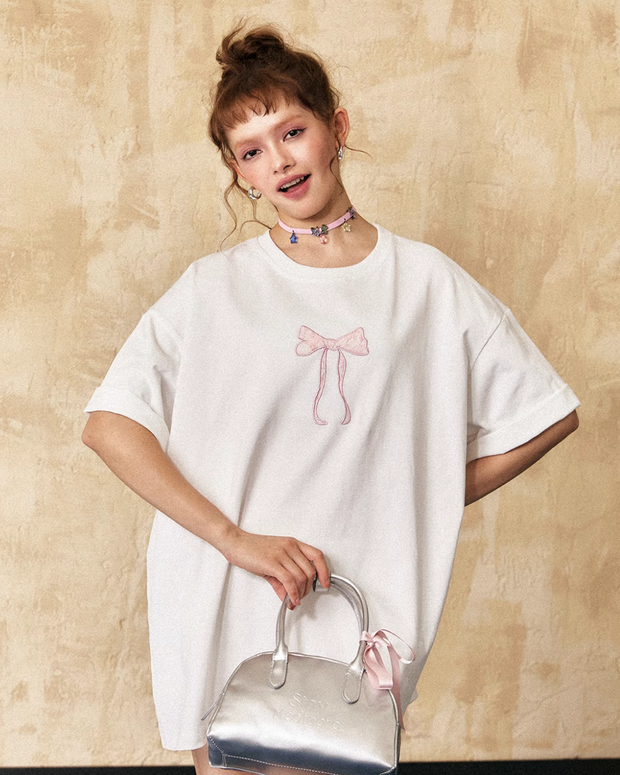 Ribbon Embroidery Loose T-Shirt