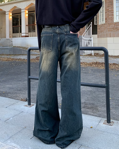 Vintage Washed Wide Denim Pants
