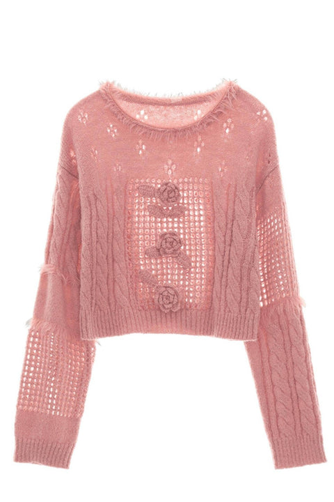 Rose Wool Knit Sweater - My Store