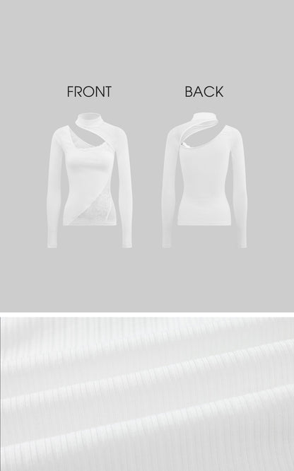 Lace & Mesh Paneled Fitted Top