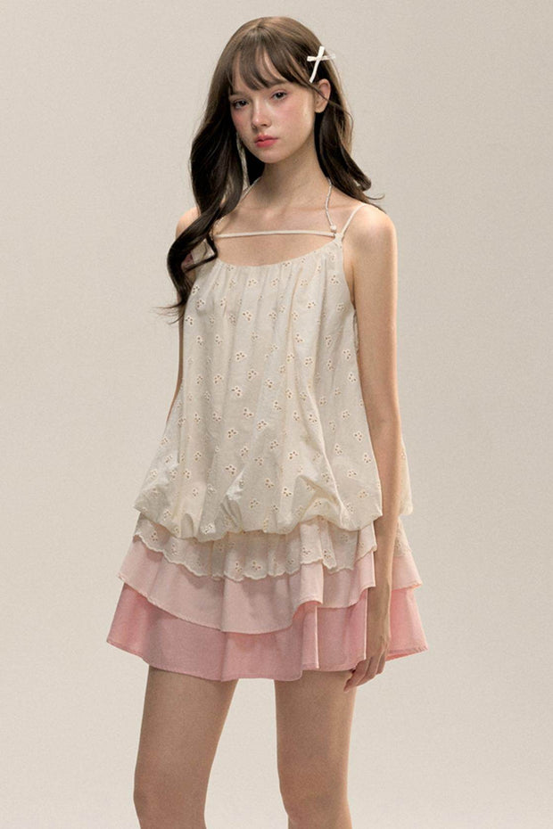 Gradient Pleated Drawstring Dress - My Store