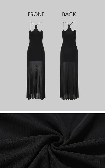 Mesh Spliced Slip Maxi Dress