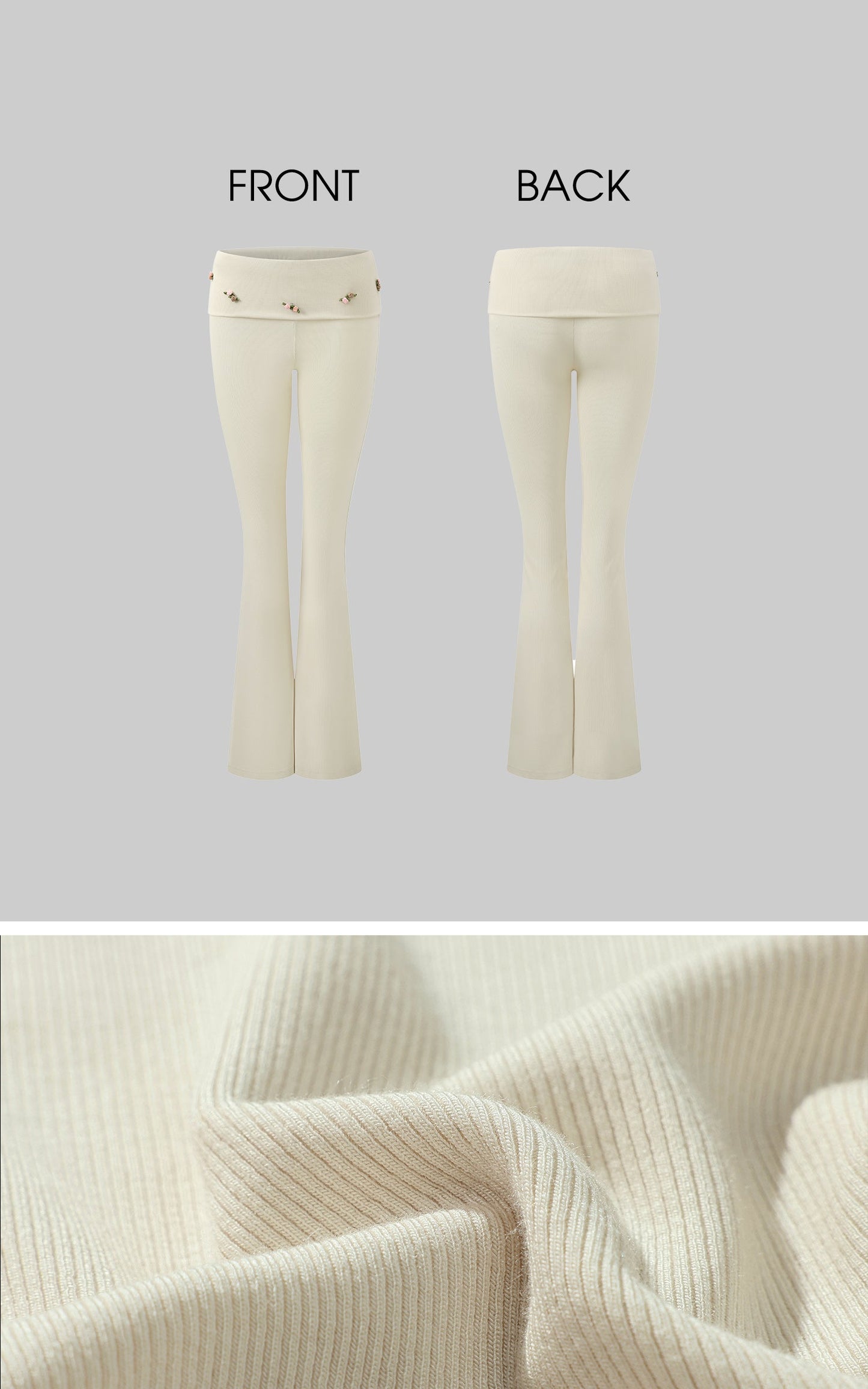 Rosette Flared Knit Pants