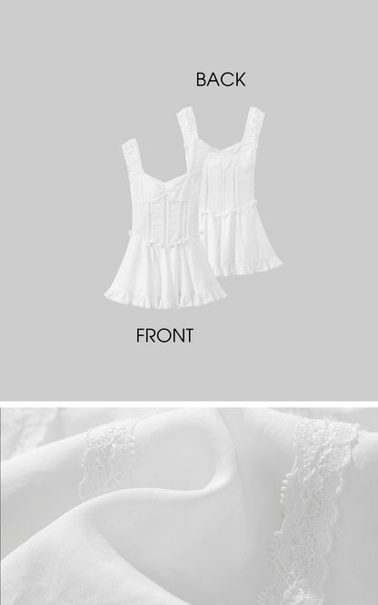 Ruffle-Edge Bow Lace Mini Dress