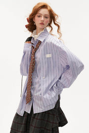 Striped Button-Down Loose Shirt - My Store