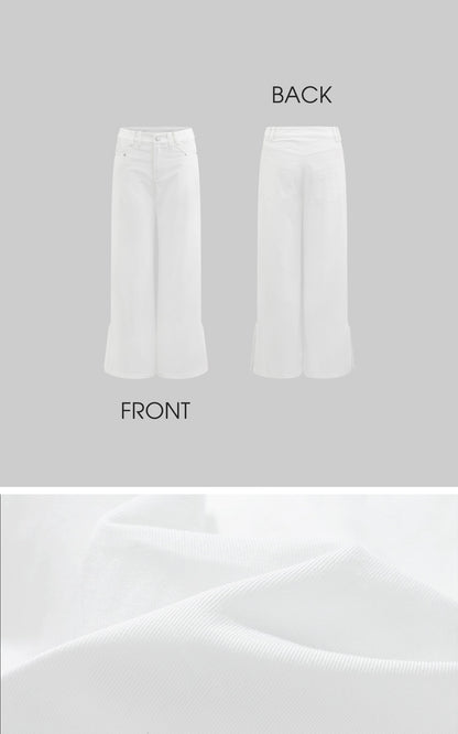 White Split Hem Utility Pants
