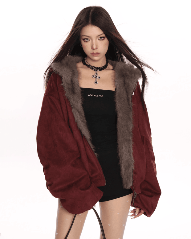 Reversible Fur Hood Jacket - My Store