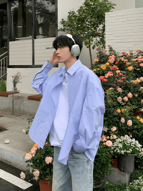 Blue and White Oversized Shirt