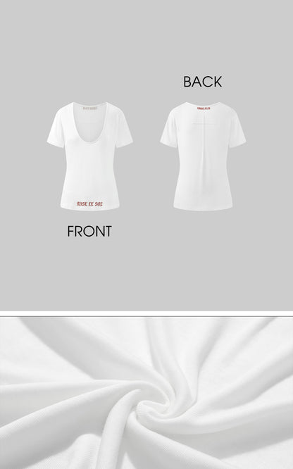 Deep V Cross-Stitch Gothic Letter Tee