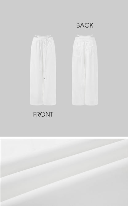 Deconstructed Double-Waistband White Cargo Trousers