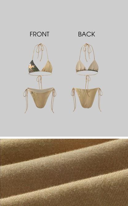 Fawn Mirage Printed Tie Bikini Set