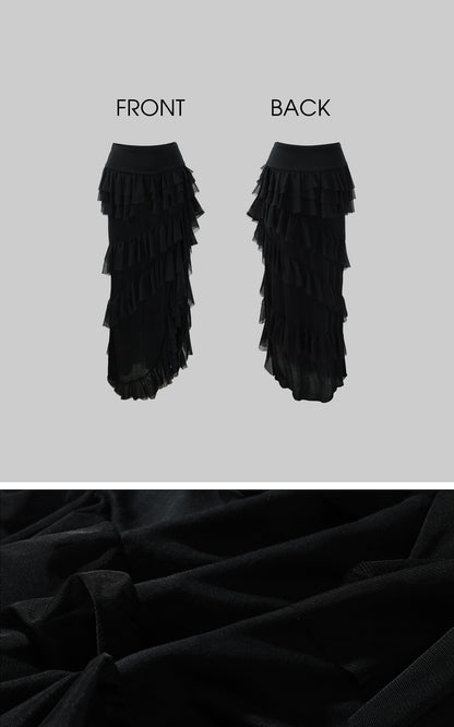 Layered Ruffle Long Skirt