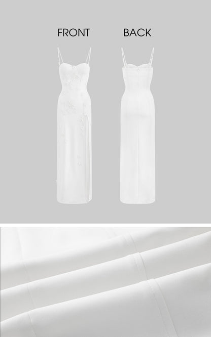 Floral Appliqué Split Maxi Dress