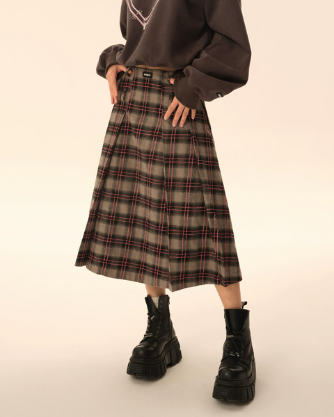 Big Plaid Long Skirt