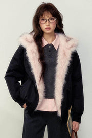 Reversible Black and Pink Warm Fur Coat - My Store