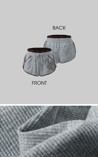 Distressed Ribbed Cotton Shorts