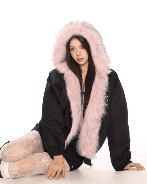 Reversible Pink Fur Jacket - My Store