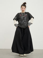 Spring Print Basketball Layered Top (3color)