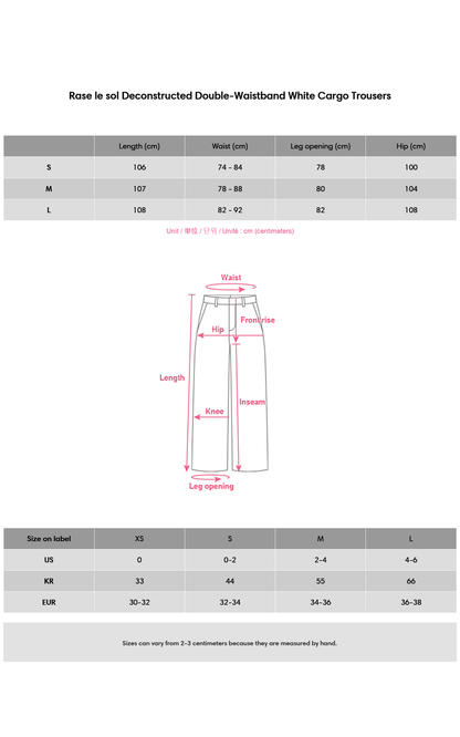 Deconstructed Double-Waistband White Cargo Trousers
