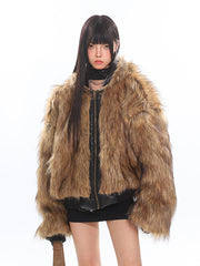 Reversible Fur Hooded Leather Jacket