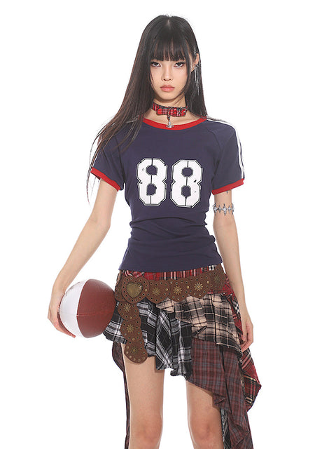 Plaid Irregular Layered Skirt