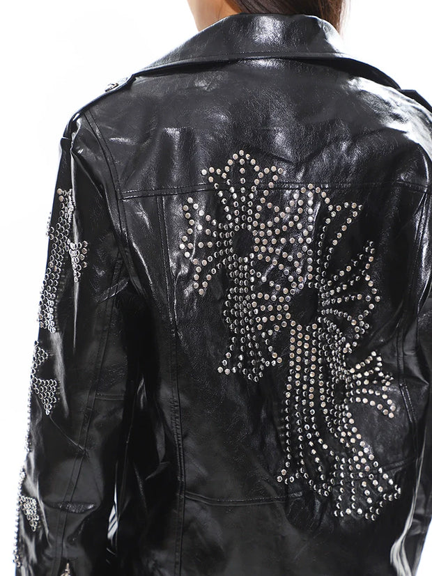 Studded Faux Leather Biker Jacket