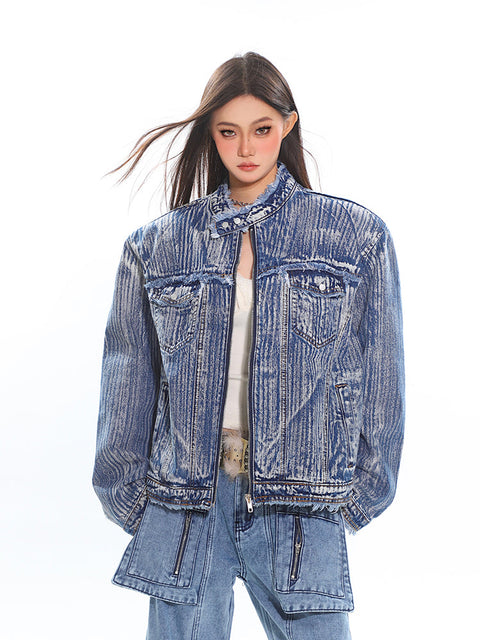 Distressed Boxy Denim Jacket