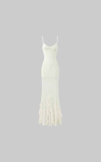 Lace Panelled Fitted Mermaid Gown