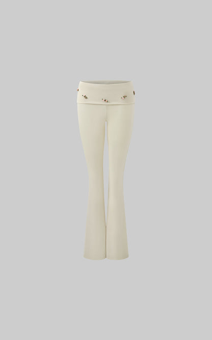 Rosette Flared Knit Pants