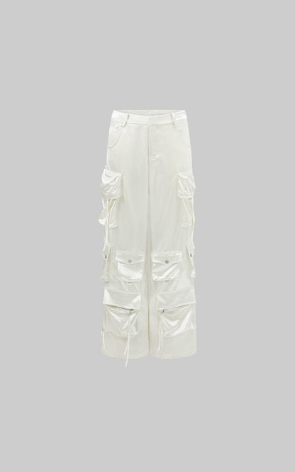 Satin Multi-Pocket Cargo Pants